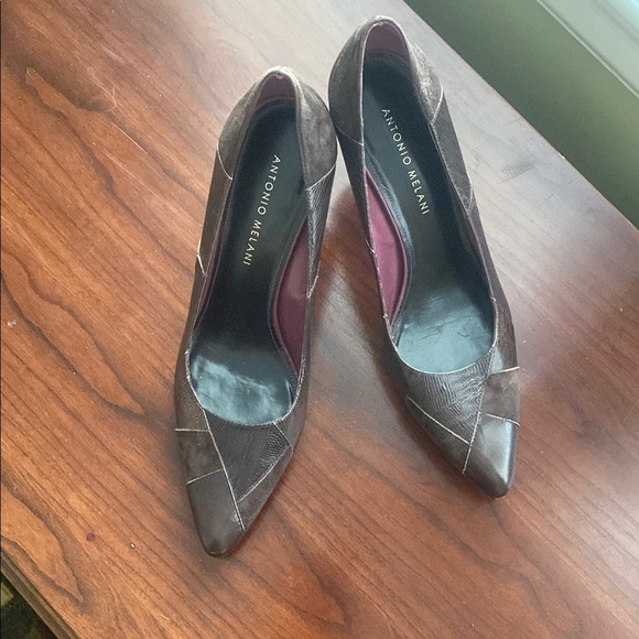 Antonio Melani Brown Leather Dress Heels - Picture 2 of 7